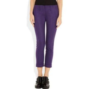 Acne Purple Brooke Turn Up Trousers Cropped Slim Low waist Cashmere Blend 34 = 2
